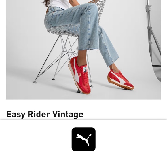 Puma Red and White Easy Rider Sneakers. Size 9.5 worn a few times only/ washed. - Picture 3 of 9